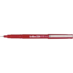 Artline 220 Super Fineliner Pen - 0.2mm - Red (Pack of 12)