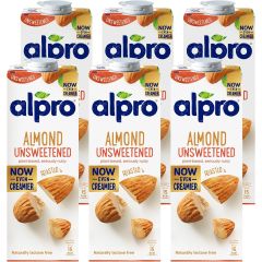 Alpro Almond Unsweetened Drink, Lactose Free, 100% Plant-Based,  1L (6 packs)