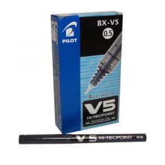 Pilot BX-V5 Hi-Tecpoint  Extra-Fine Rollerball Pen - 0.5mm - Black (Pack of 12)