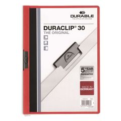 Durable 2200-03 Duraclip 30 File - 30 Sheets - A4 - Red