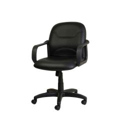 Mazaya MF 0179 Medium Back Executive Chair - Black In Leather