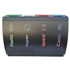 Brooks 4STR 343 4-Stream Recycle Bin - (L)1320 x (W)430 x (H)910mm - Black