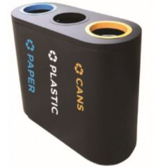 Brooks 3 STR 342 Stainless Steel 3 Stream Recycle Bin -900(L) x 380(W) x 760(H)mm - Black