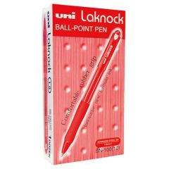 Uni-ball SN100 Laknock Ball Point Pen  - 0.7 mm Ball - Red - (Pack of 12)