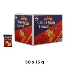 Chips Oman Chilli Flavour Potato Chips, 15 Grams x (Pack of 50)