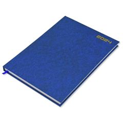 FIS FSDI41E24 BL Vinyl Hard Cover Diary with Ribbon Book Marker, 60gsm, A4