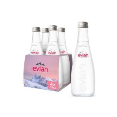 Evian Natural Mineral Water Glass Bottle 330ml x Pack of 4