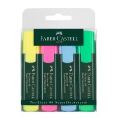 Faber Castell Textliner 48 Superfluorescent Highlighter , Assorted (Pack of 4)