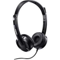 Rapoo H100 Plus Stereo Wired Headphones with Noise-Cancelling Microphone - Black