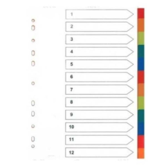Deluxe Plastic Colored Divider without Numbers, 1-12 Tabs, A4 (20 / Set)