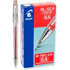 Pilot BLGC4 G-Tec-C4 Roller Ball Pen - 0.4mm - Red (Pack of 12)